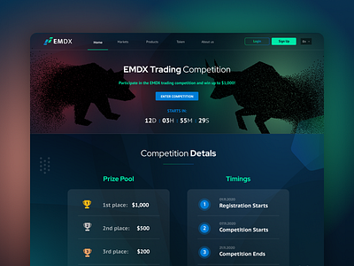 EMDX Trading Competition Design bitcoin crypto exchange crypto trading cryptocurrency cryptocurrency exchange design finance fintech landing page trading trading competition trading contest ui design