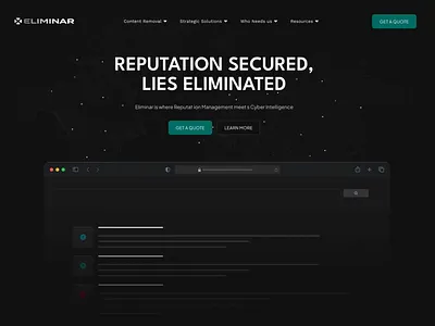 Eliminar Cybersecurity Website Design creative website cybersecurity cybersecurity landing page cybersecurity website landing page landing page design modern website motion website tech landing page tech web design tech website ui ux web design website animation