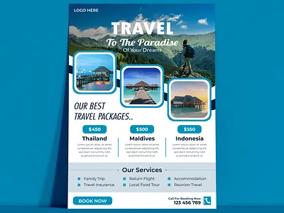 Travel Flyer Design advertising flyer design graphic design illustrator print design travel flyer vector
