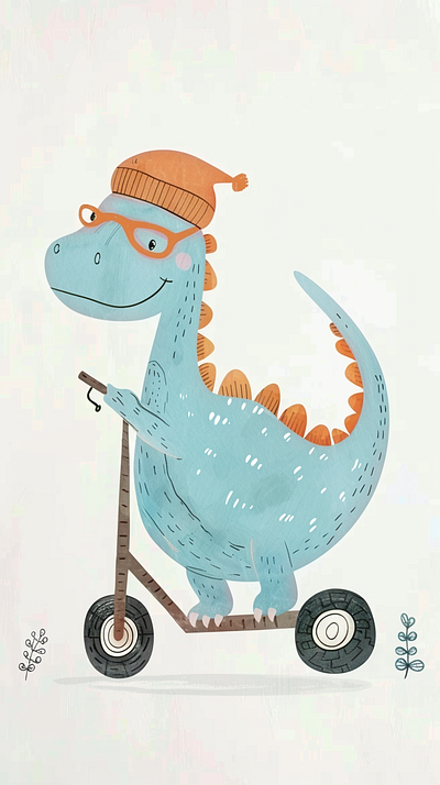 DinoCool cartoon style child friendly clipart dinosaur dreamy illustration jurassic fun kids creativity playful prehistoric adventure soft colors storytelling visuals whimsical