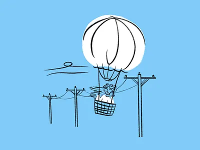 "Is that good" 🎈💨 design doodle funny hot air balloon illo illustration lol meme powerlines sketch