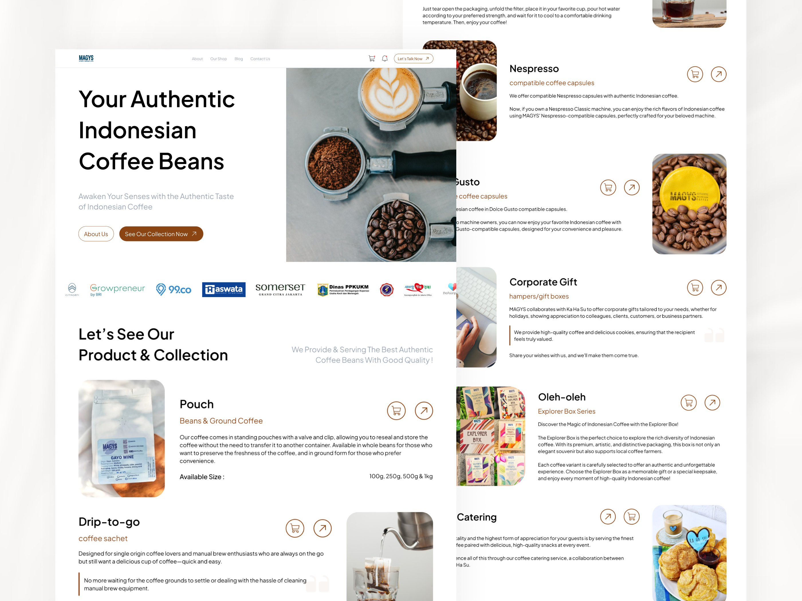 Magys Coffee - Authentic Indonesian Coffee Marketplace cafe coffee coffee shop company profile landing page landing page design uiux uiux design web web design website