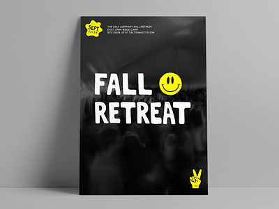 event promotion: fall retreat black and white christian design event branding event poster fall retreat fun hand lettering illustration illustrator lanyards nametags poster simple smiley face