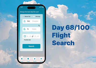 <100 day challenge> Day 68 Flight Search 100daychallenge dailyui design ui ux