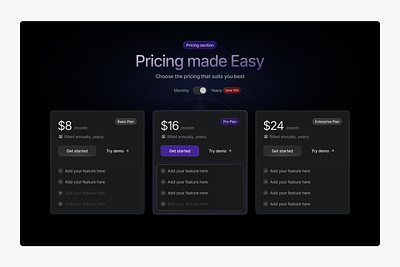 New Pricing Section UI clean ui financial modern ui price pricing pricing ui subscription ui design