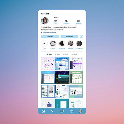 📱✨ Day 36 of #100DaysOfDesign – Instagram Profile Page UI 🎨