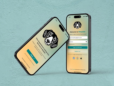 "Introducing Pettylabs — your pet's health, our priority. 🐾 branding figma login screen logo mobile pet ui