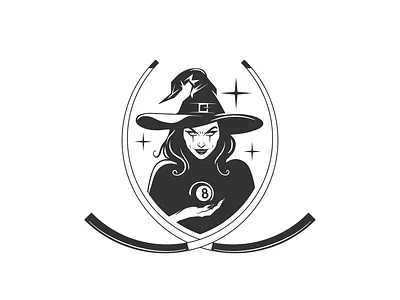 Let the Witch Predict Your Next Shot art artwork ball billiards black dark design draw drawing graphic design illustration logo logo design vectorart witch