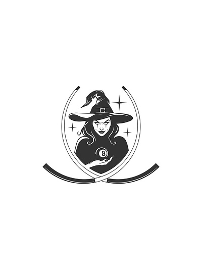 Let the Witch Predict Your Next Shot art artwork ball billiards black dark design draw drawing graphic design illustration logo logo design vectorart witch