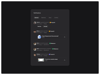 Dark-Themed Notification Panel app branding daily 100 challenge dailyui dailyuichallenge design file group illustration logo notification pdf project ui users web