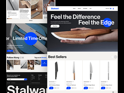 Knife Landing 2025 blue black e commerce knife landing page minimalism steel ui ux