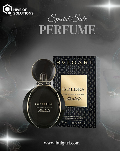 Perfume Sale Banner for BVLGARI Designed By: Hive of Solutions 3d animation banner branding bvlgari graphic design hiveofsolutions logo motion graphics perfume sale ui