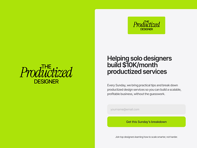 The Productized Designer Newsletter branding logo ui