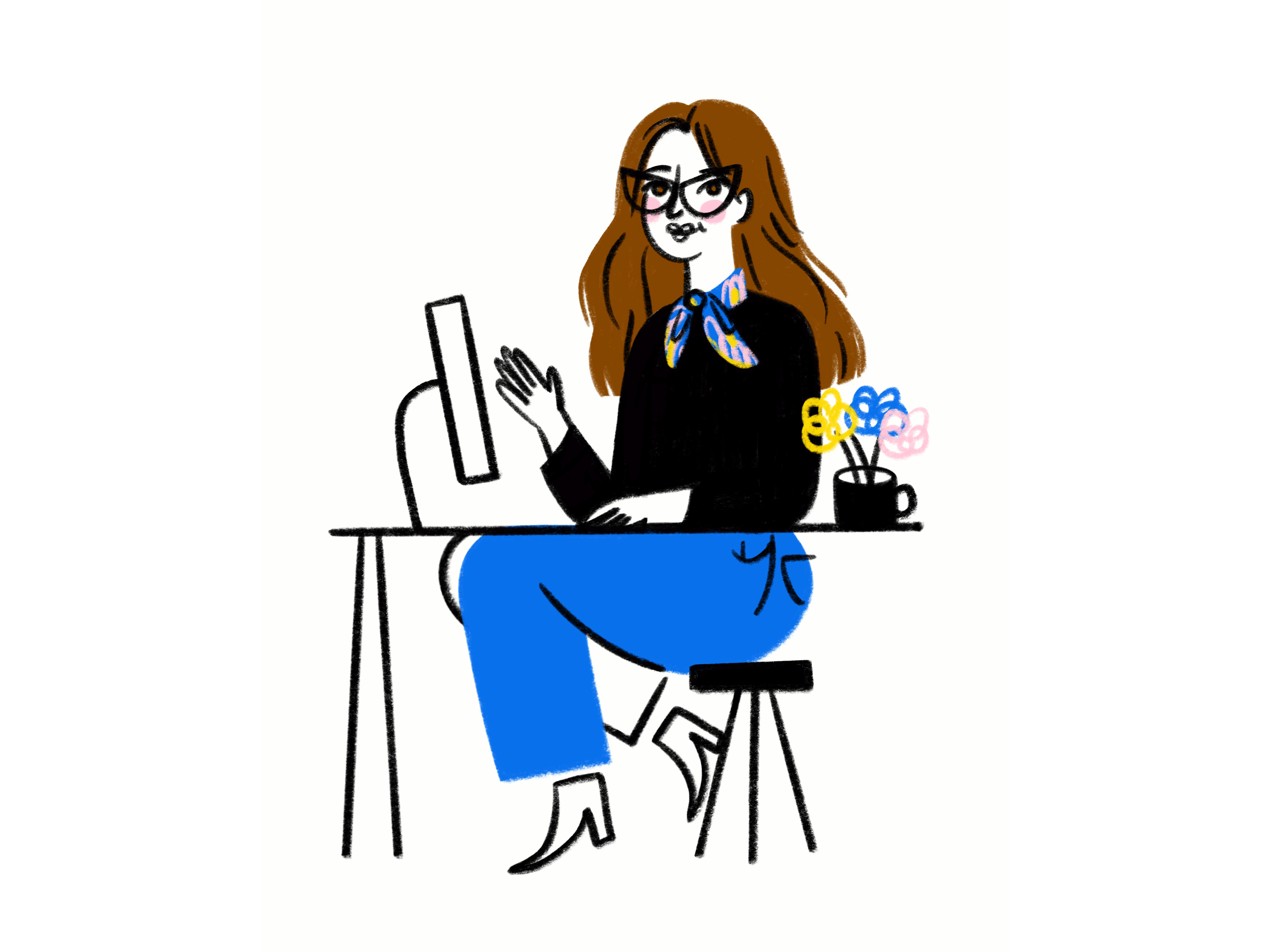 You better werk 💅 computer design doodle funny illo illustration lol sketch werk wfh woman work