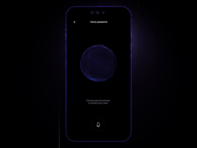 Storage app - Voice password 3d animation app black dark ios mobile record sphere ui ux voice