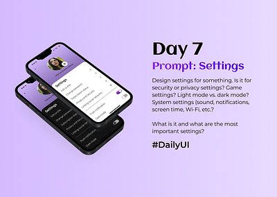 #DailyUI Day 7 Prompt: Settings app dailyui design figma settings screen ui