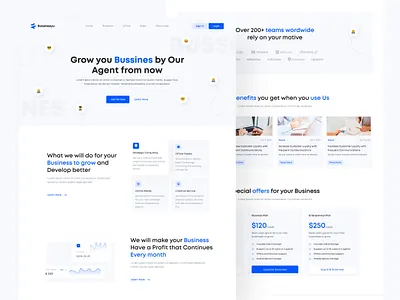 Landing Page B2B - Bussinesyu agency b2b bussines clean company growth home page landing page landing page design ui ui design ux web web design website website design