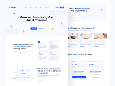 Landing Page B2B - Bussinesyu agency b2b bussines clean company growth home page landing page landing page design ui ui design ux web web design website website design