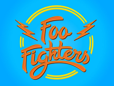 Foo Fighters hand lettering band merch band tee foo fighters graphic design graphic tee hand lettering lettering lightning bolt merch tour typography vector