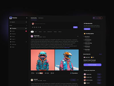 Trenchz crypto social clean design dark dashboard design ui