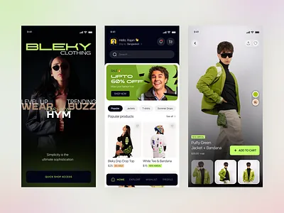 BLEKY Fashion Mobile App Design. addtocart appdesign applicationdesign appui blekymobileapp buyonline clothingapp creativedesign designconcept designinspiration ecomerceapp fashionapp iosapp mobileapp mobiledesign onlineorder onlinesale onlineshopping shoppingapp uiuxdesign