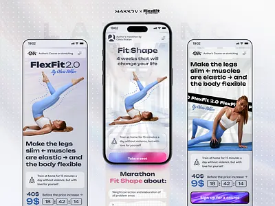 FlexFit — Landing Page Design | UI/UX for Fitness Marathon fitness fitness design fitness style fitness website flexfit landing landing mobile landing page landingpage mobile design mobile website sport landing page sport style sport website ui ux ux ui design uxui web design women landing page