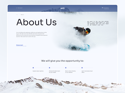 Skiii. About us page booking concept design interface ui user experience user interface ux web webdesign website winter