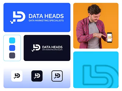Data heads logo design (unused) contact whatsapp 01705425334 branding data logo graphic design it logo letter d logo modern logo tech logo]