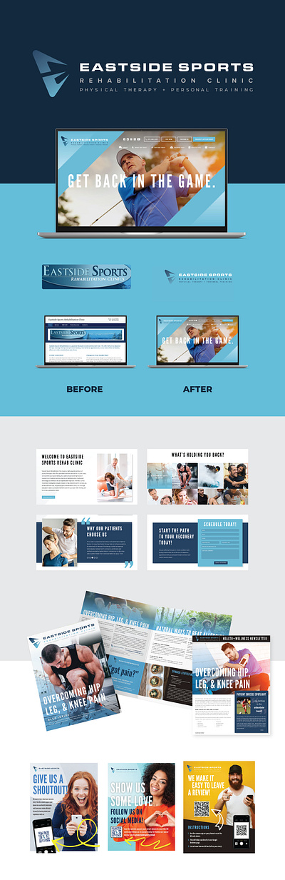 Rebrand: Eastside Sports & Rehab brand identity branding digital marketing direct mail graphic design logo marketing medical medical marketing physical therapy pt marketing sports ui ux web design