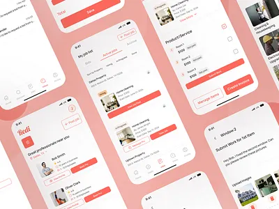 Redi - Property Management Platform app design application design investing job search job seeker maintanance management mvp product product design real estate red theme service starup