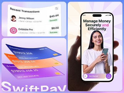 💜 Meet SwiftPay – Your Money, Your Way! 💳✨ 3d ai appdesign bento card branding figma finance fintechapp graphic design illustration logo mobile money motion graphics ui uidesign uiux uxdesign web