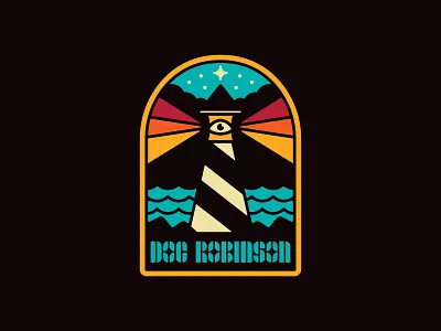 Doc Robinson - Lighthouse Merch Design 1970s 1980s apparel branding design flat graphic design icon illustration lighthouse logo music psychedelic retro rock band ui vintage