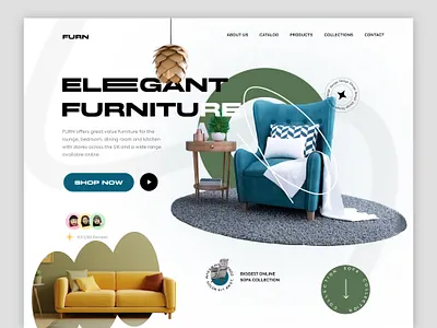 Furn - Interior Modern Furniture Landing Page architecture company design furniture home home page interior interior architecture interior design landing page room shop store ui uiux web web design website website design