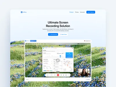 Vidflow - Landing Page [Product Page] change background dekstop recorder detail details page features features page landing page product product design product page record saas screen recorder tella video editing vidflow web web design web page website