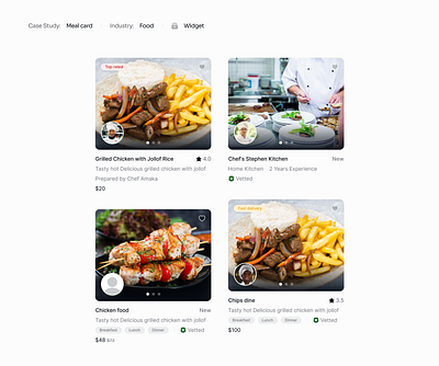 Seamless Meal Card Experience card food marketplace meal mobile design mobile ui ui ux