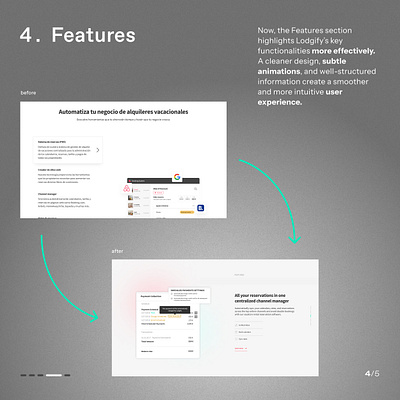 Lodgify -design test- 4. Features beforeafter concept design features figma improve redesign test ui user interface web web design website