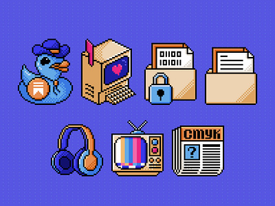 Custom Icon Set - Pixel Art Commission 8 bit 90s desktop icon icon iconography icons illustration pc pixel pixel art pixelated retro ui design vaporwave web design windows