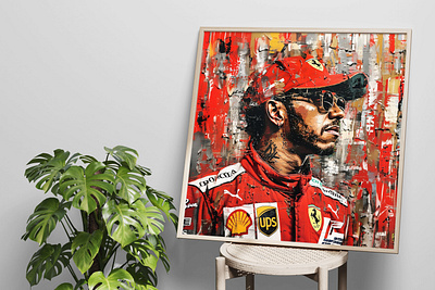 XXL Acrylic Glass Print | F1 - "Lewis Hamilton Ferrari" art branding design digital art f1 ferrari formula 1 graphic design hamilton lewis hamilton paintings print scuderia ferrari