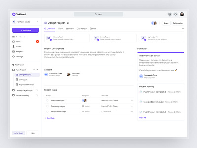 Taskboard - Projects Overview Task Management Dashboard Webapp dashboard design projects overview projects page saas task management task management dashboard task page taskboard ui ui kit ux web app web builder