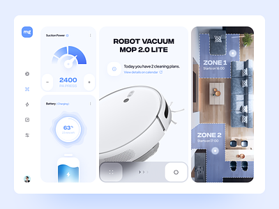Vacuum Cleaner Robot ai artificial intelligence bot claen dashboard desktop home iot robot smart smart home smart robot ui ux vacuum vacuum cleaner virtual reality vr web dashboard