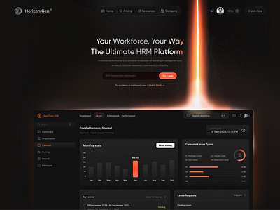 HRM Dark SaaS Landing Page design 3d branding cleanui darkmode darkmodeui dashboard design figma graphic design hrm hrmsoftware landing page product design productdesign saas landing page ui uiux