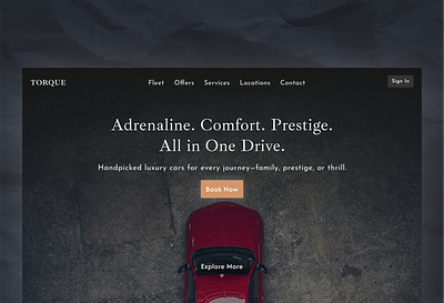 Torque – Luxury Car Rental Website carrental dribbble editorialdesign luxurydesign minimalism ui webdesign