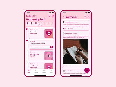 MyMental - Pink Ver | Full Home & Community 💗 app design mental health mobile pop popular product design track trending ui uidesign ux uxdesign