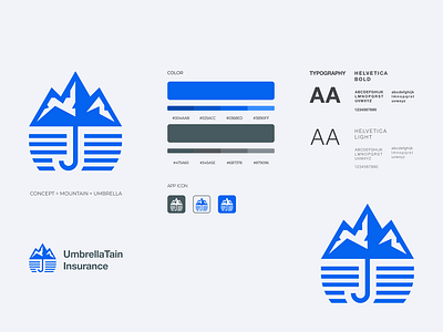 Logo Composition - UmbrellaTain Insurance brand branding color design illustration insurance insurance logo logo logo composition mountain mountain logo prio hans protection typography umbrella umbrella logo vector