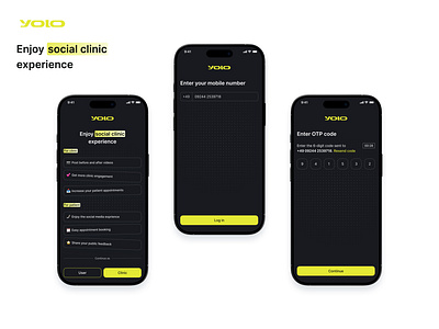 Social clinic mobile app - Log in process clinic app doctor app log in mobile app mobile app ui onboarding sign in sign up social app uiux