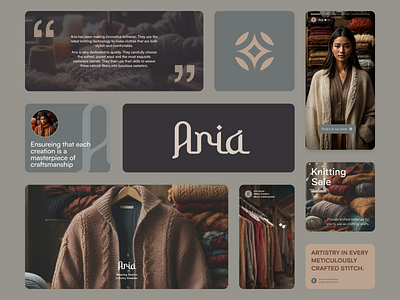 Aria: Knitwear brand aria brand branding clothes fashion knitwear logo logo design