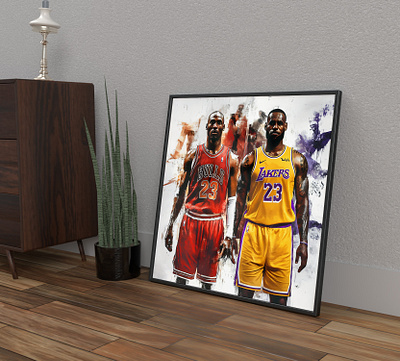 XXL Acrylic Glass Print | NBA - "Jordan & Lebron Legends" art basketball branding bulls design digital art graphic design lakers lebron james michael jordan nba paintings print