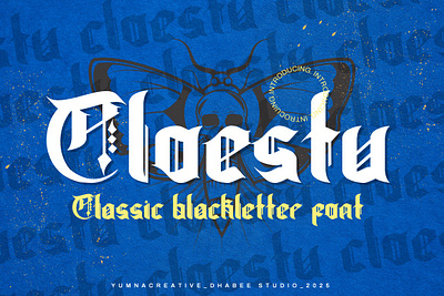 Cloestu – Classic Blackletter Font blackletter brand classic design fashion font gothic horror illustration modern music new old rock tattoo typeface typography ui vintage web