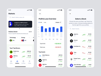 Stockin - Mobile App Design banking design figma finance financial invest investment mobileapp mobiledesign stock ui ux