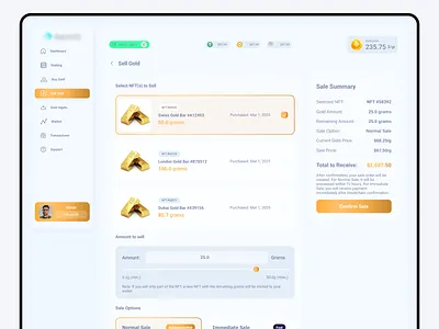Crypto Buy/Sell Gold buy gold crypto crypto dashboard dashboard crypto glass glassmorphism gold sell gold crypto ui ui design ux ux design visual design